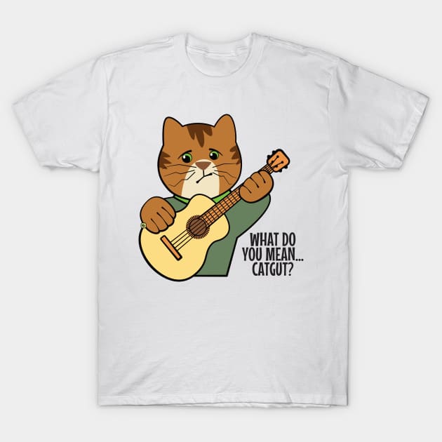 Funny Cat Guitar Music Humor T-Shirt by Sue Cervenka